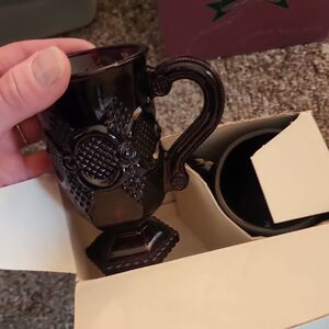 Avon Amethyst Pressed Glass Pedestal Mug Vase